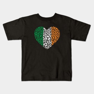 Cute Shamrock St. Patrick's Day Valentine's Day Irish Flag Hearts Kids T-Shirt